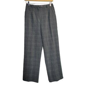 Preppy Academia Nerd Classic Gray Plaid Wide Leg Trousers Vintage Pants 6